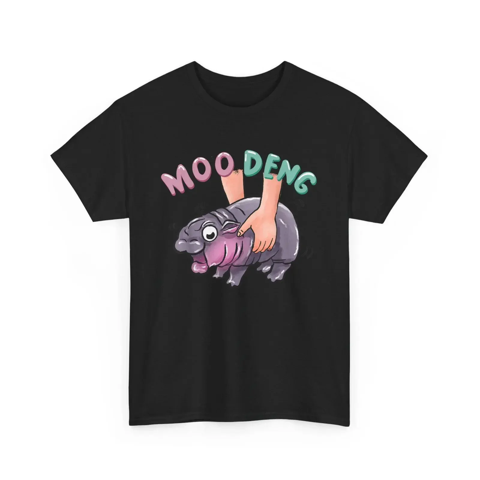 Футболка Moo Deng с милым изображением миниатюрного бегемота и поросенка MooDeng, винтажный стиль, с эффектом потертости, для повседневной носки, удобная, слегка унисекс.
