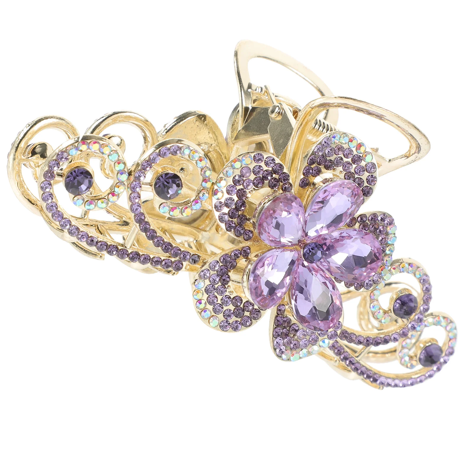 Hair Clips for Women Large Gripper Accessories Girls Claw Hairpin Purple Rhinestones Jaw Miss