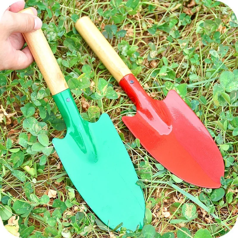 Pala de jardín pequeña, pala de mano con mango de madera, pala multifuncional para plantar plántulas, herramientas de aflojamiento de suelo