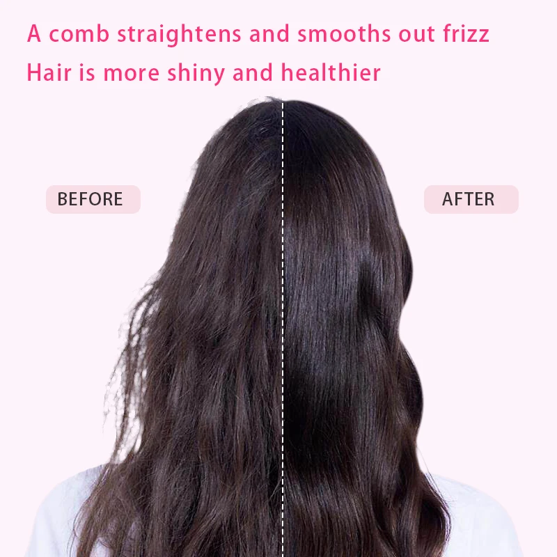 فرشاة تمليس الشعر بالأيونات السالبة، 360 درجة °   أسنان مرنة، حرارة سريعة مع 3 درجات حرارة قابلة للتعديل، حماية آمنة ضد التحرق