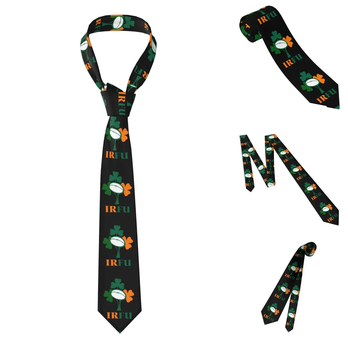 Ireland Rugby Team Necktie for Men Silk Polyester Slim Neck Ties Wedding Accessories Tie Classic Gravatas