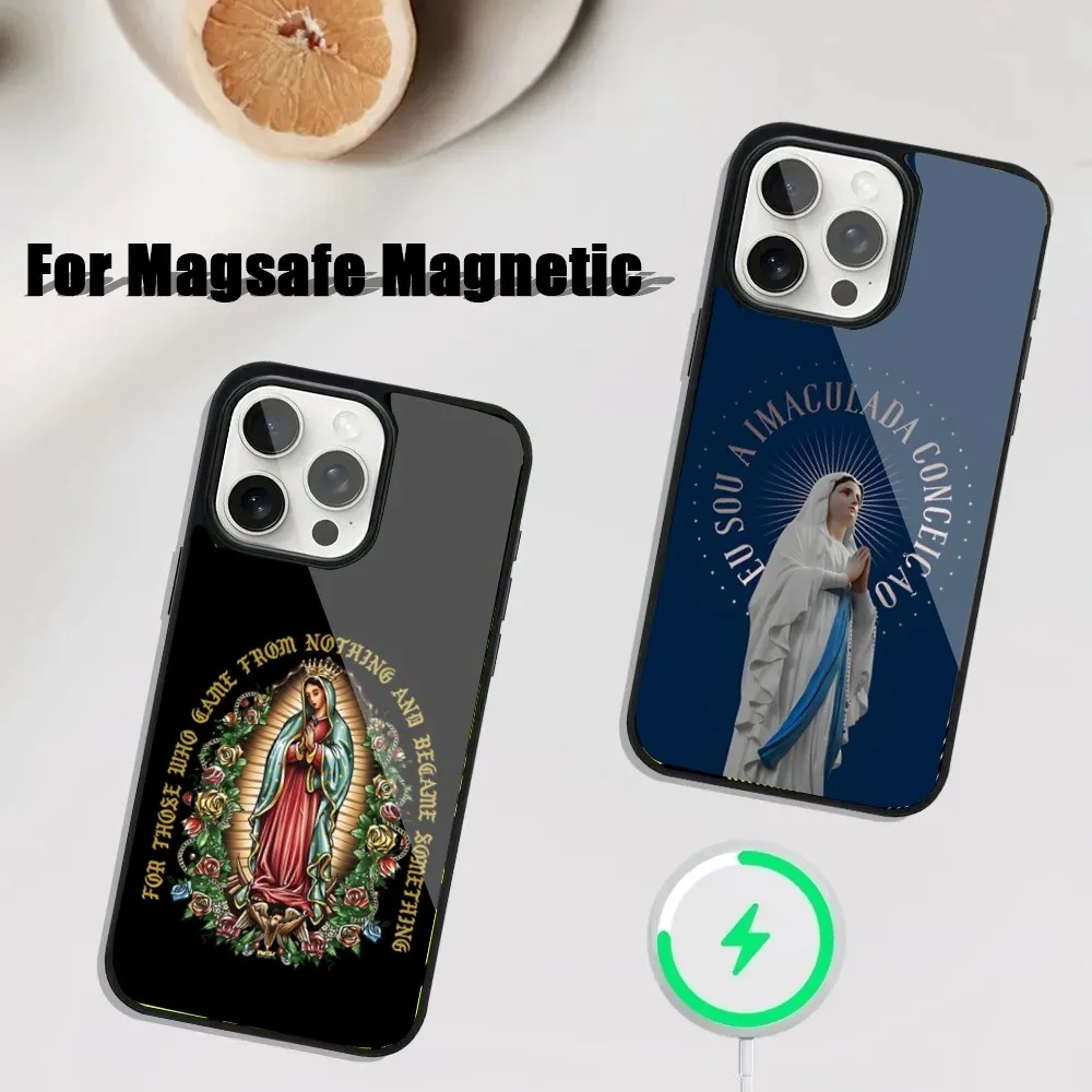 Virgen St.Mary Celestial Mother Phone Case For iPhone 16,15,14,13,12,11,Plus,Pro,Max Mini Magsafe Magnetic Wireless Charging