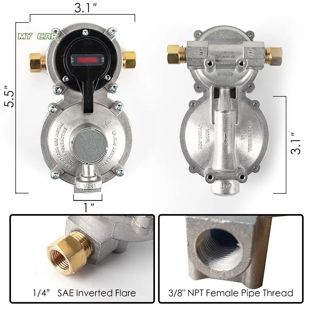 

Stainless Steel Double Ended LP Propane Regulator Kit Instrument Precise Propane Regulator Kit Safe Anti-aging RV Regulator Kit