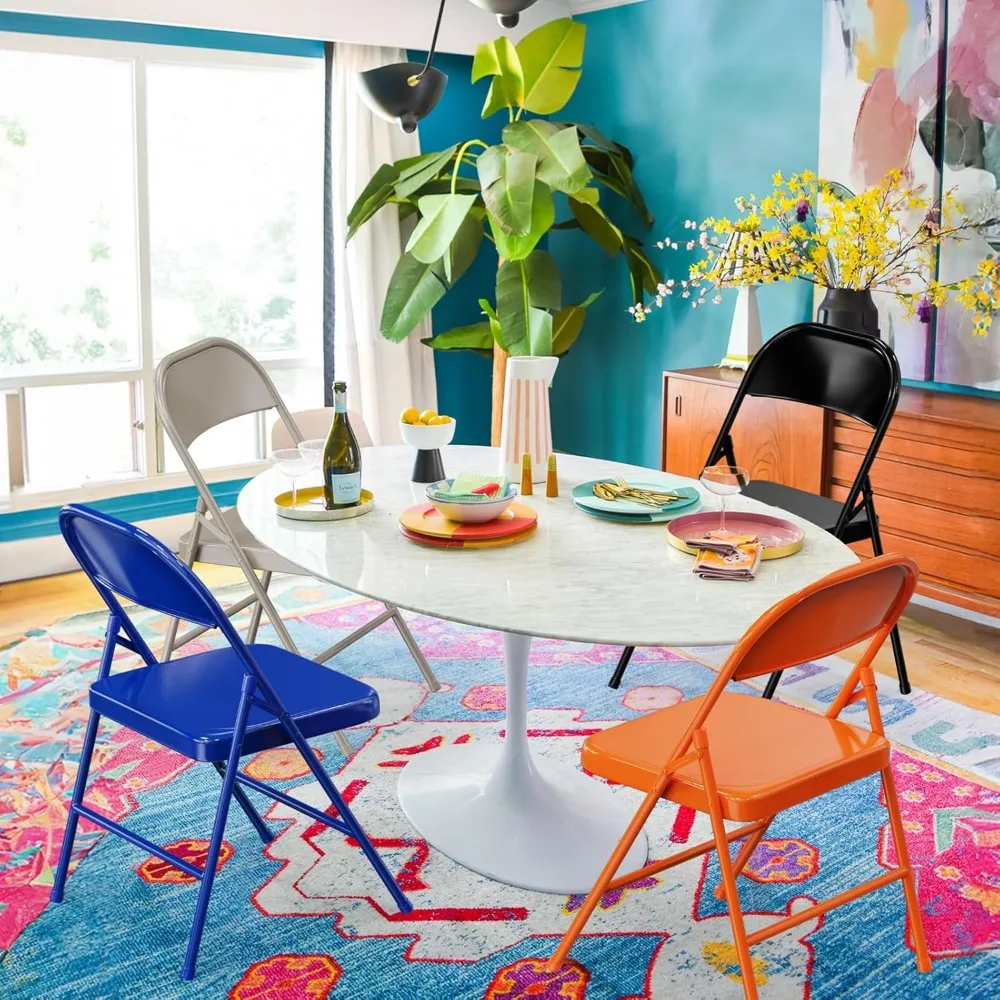 Sturdy Steel Folding Chairs with 350 lbs Capacity, Ideal for Indoor and Outdoor Use, Durable and Portable, Orange Color, Versati