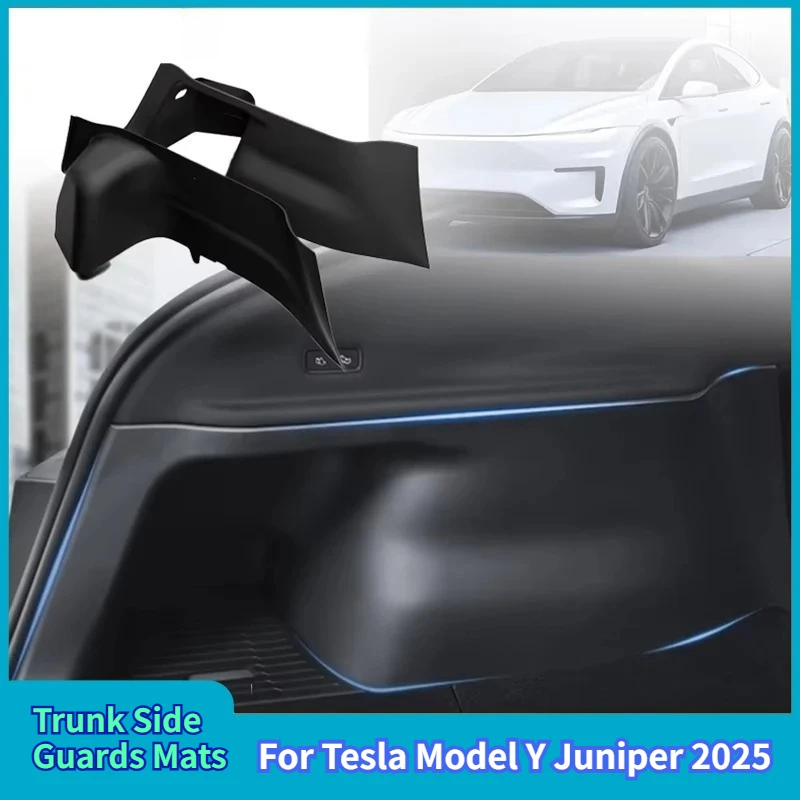

TPE Rear Trunk Side Guards Plate for Tesla Model Y Juniper 2025+ Full Cover Suede Surface Protector Interior Mats Accessories