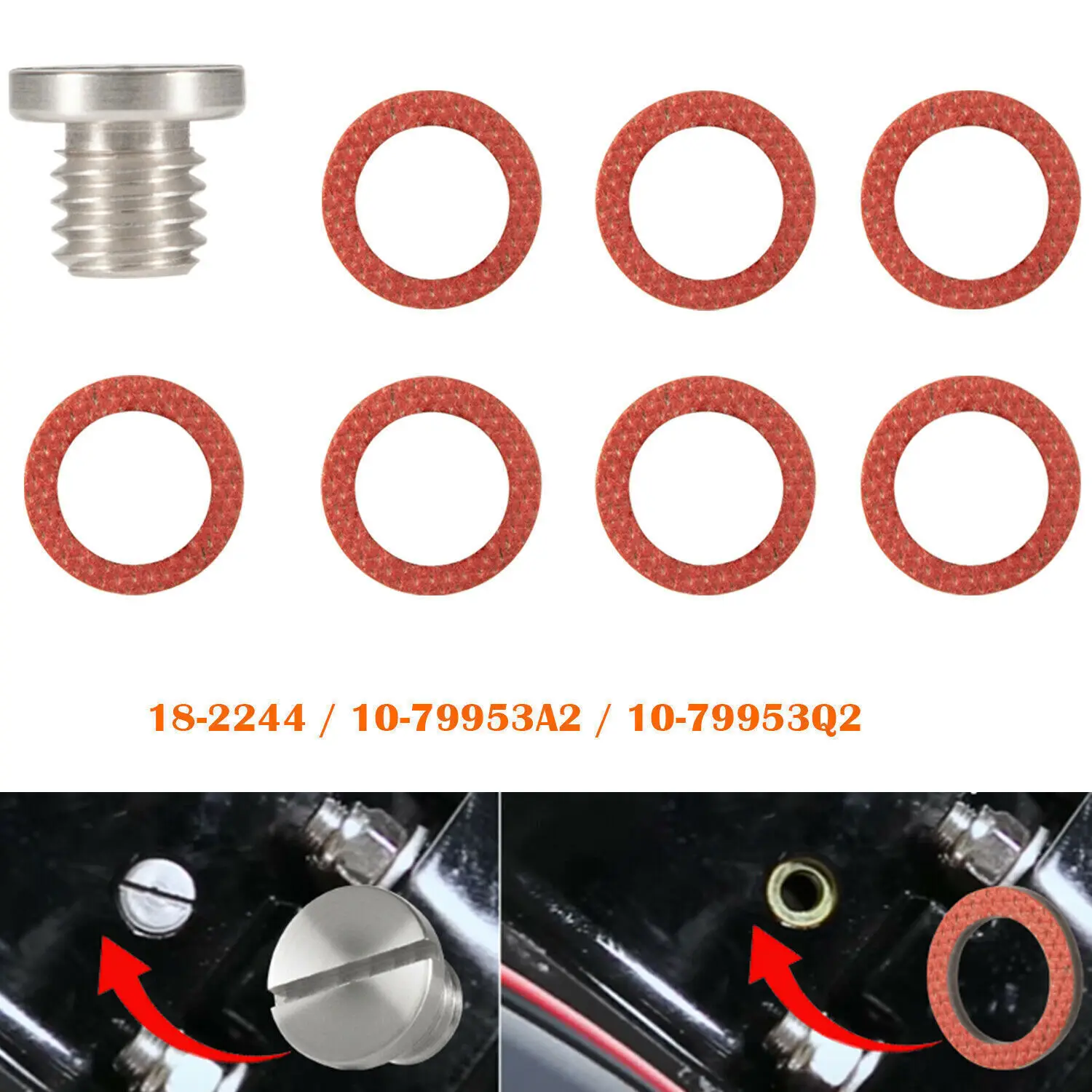 TML Marine Drain Plug & gasket & washer For Mercury, Mercruiser 1, MR, R, Alpha, Alpha 1 Gen 2 Upper & Lower Units Drain Screw