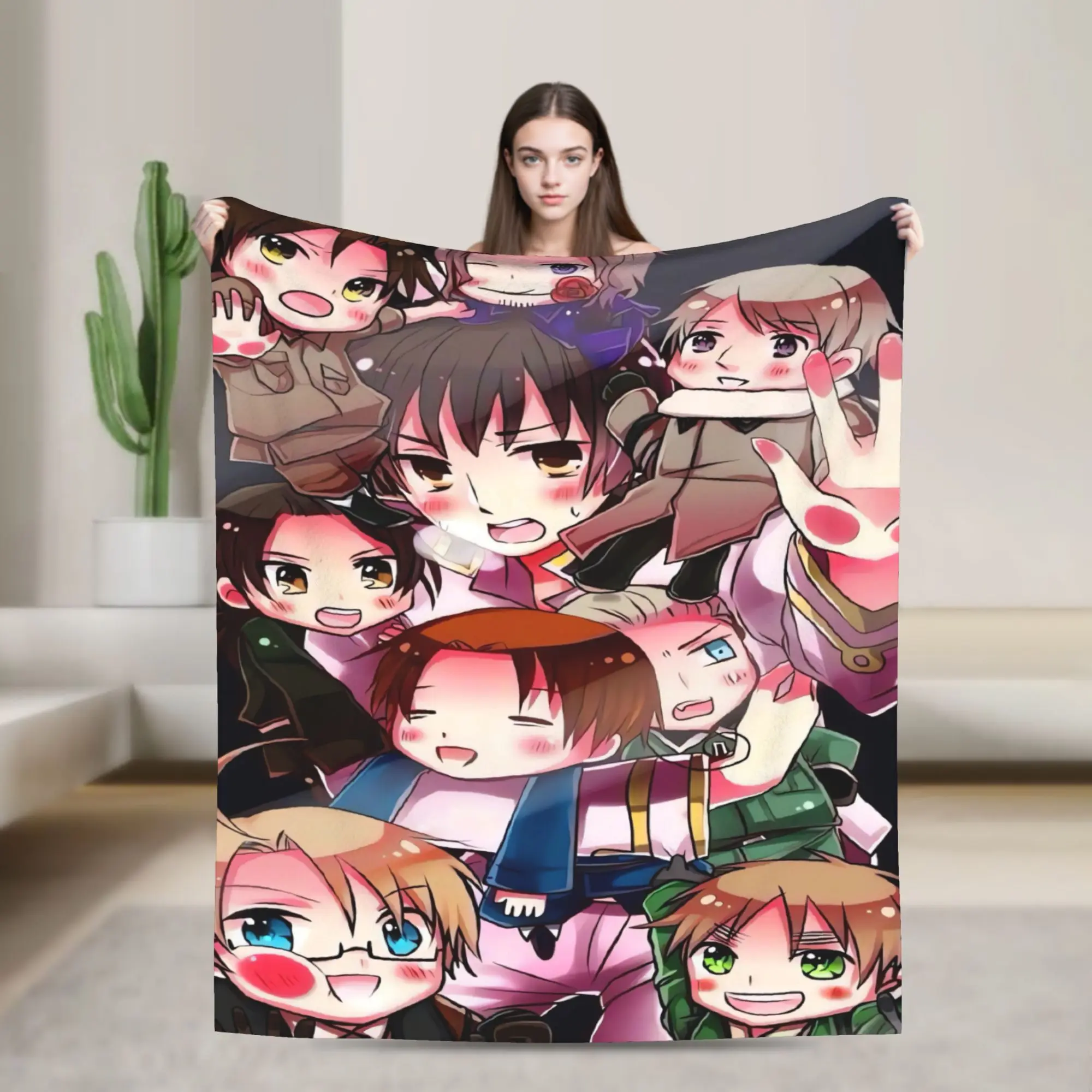 Hetalias Axis Powers Warm Soft Blanket  Decorative Plush Throw Blanket Novelty Outdoor Flannel Bedspread Sofa Bed Cover