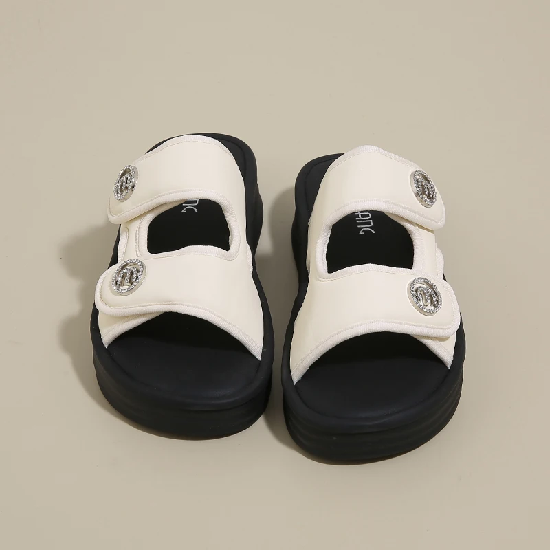 

Women Summer Fashion Slide Sandals with 4cm Height Boost Soft Cushion Breathable Lining Non-Slip Sole for Daily Casual Wear