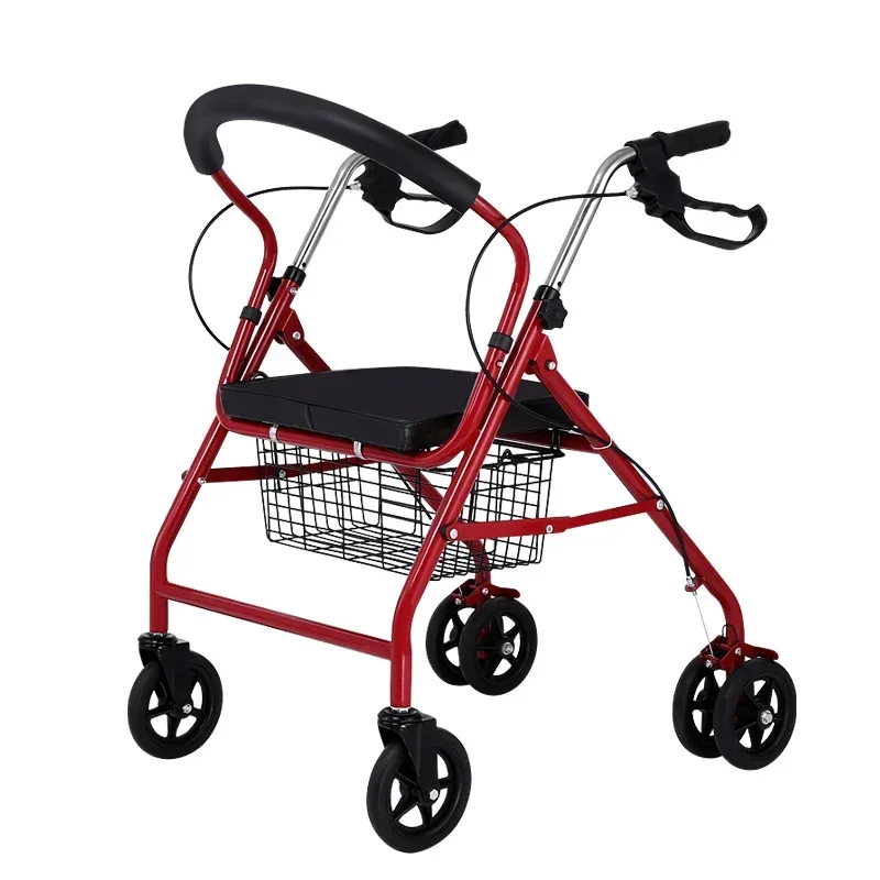 

Elderly trolley can sit and push folding shopping cart