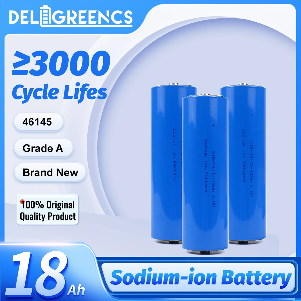 แบตเตอรี่แบบชาร์จไฟได้แบตเตอรี่3V โซเดียมไอออน46145 18AH สูงกว่า3000รอบเกรด A สำหรับไฟแสงอาทิตย์เรือเก็บพลังงาน