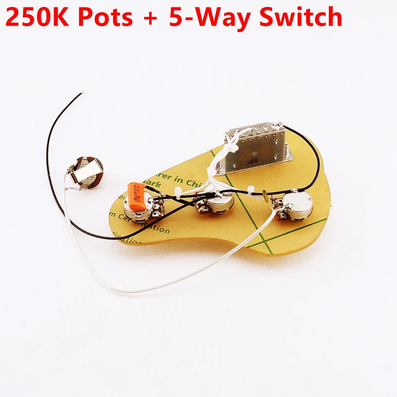 

1 Set Electric Guitar Wiring Harness ( 3x 250K Pots + 5-Way Switch + Jack ) For ST ( #1155 )