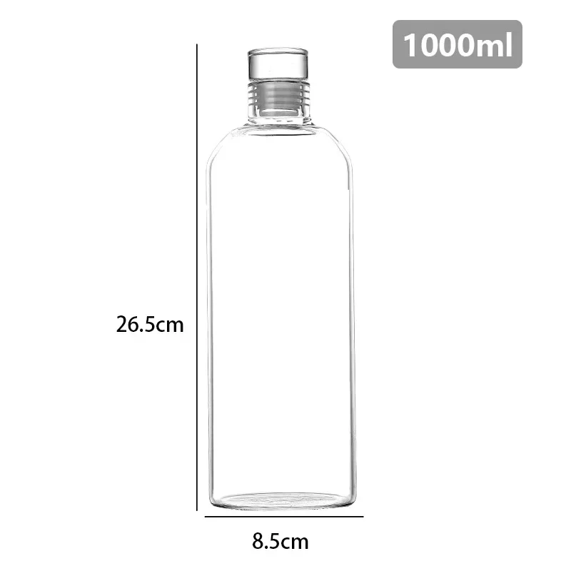 1000ml Time Scale Glass Water Bottle Creative Large Capacity Milk Juice Drinkware Outdoor Sports Travel Portable taza Container