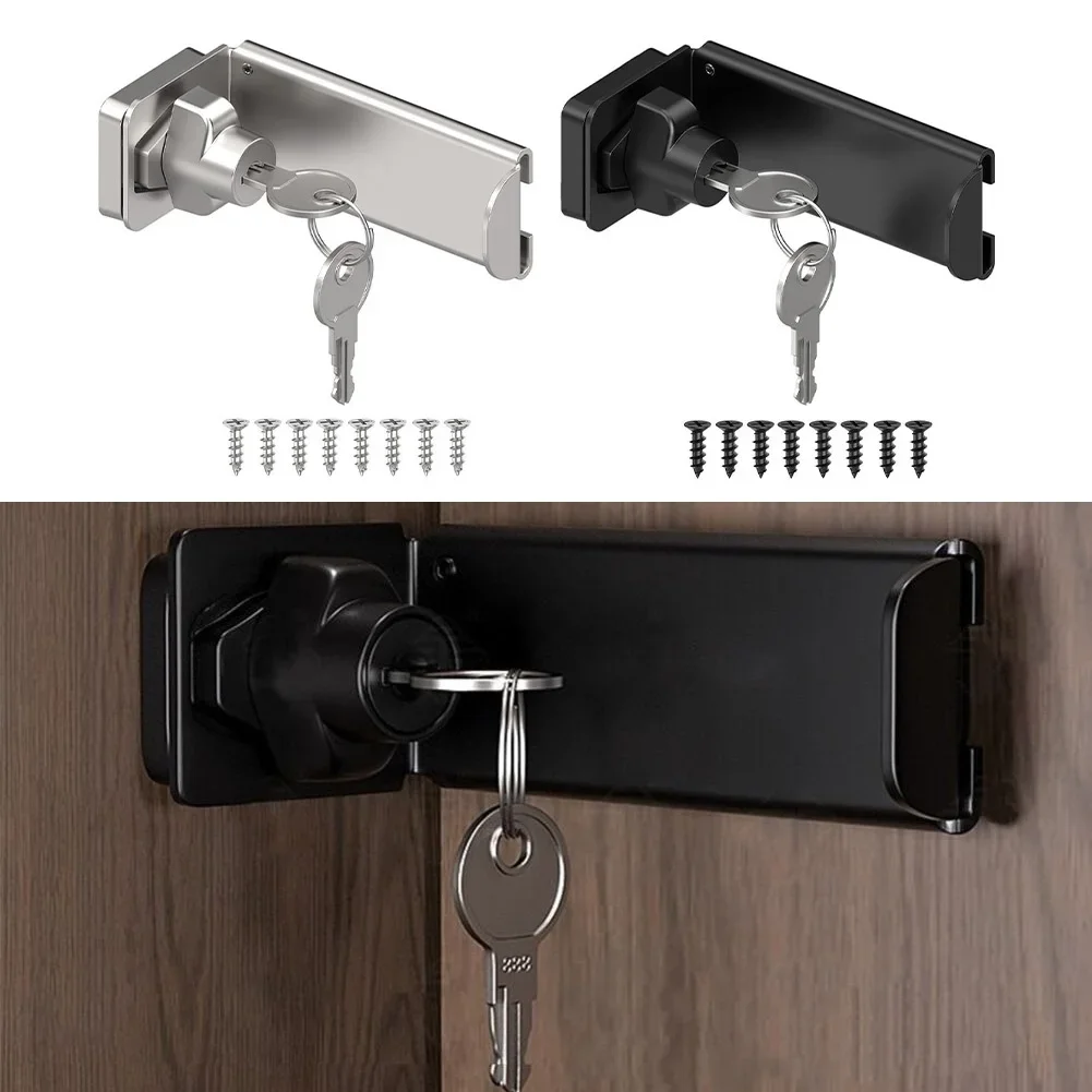 1Set 90 Degree Padlock Hasp Burglar-proof Anti-theft Door Latch Right Angle Latch Sliding Barn Door Lock For Gate Household