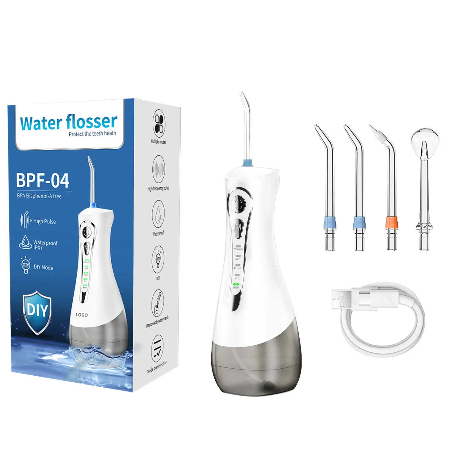 

Water Dental Flosser Cordless for Teeth Cleaning,4 Modes Oral Irrigator 330ML Braces Flossers Cleaner Rechargeable Portable IPX7