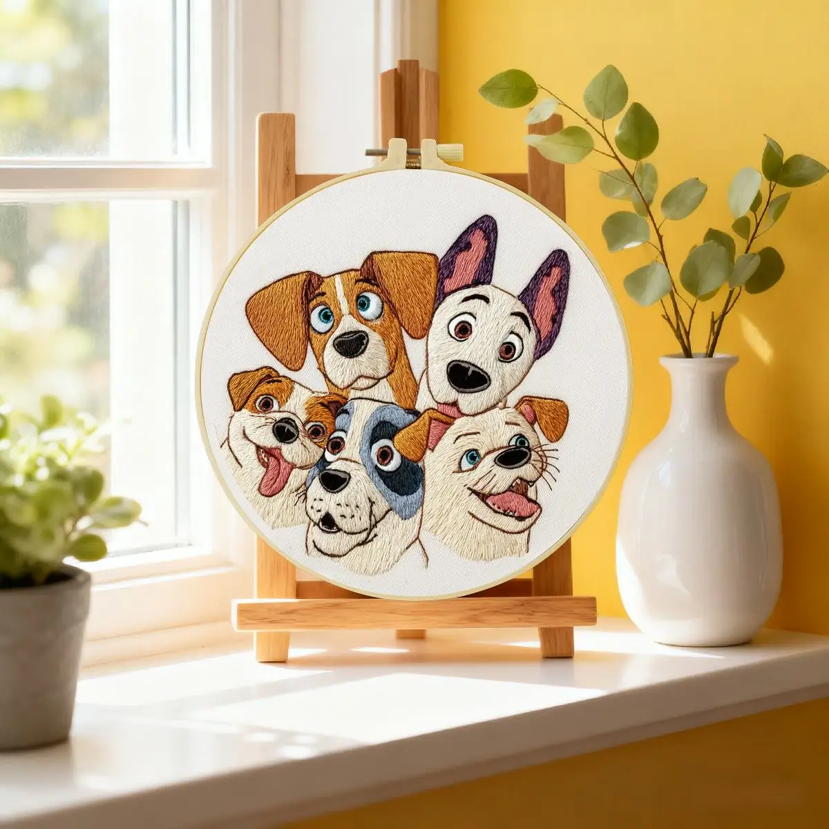 1 Stück 20X20CM/15X15CM 7,87/6,3 Zoll Niedliches Hunde-Stickerei-Starter-Kit DIY-Kit DIY-Stickerei-Set Handarbeiten Nähkunst – Detail 2