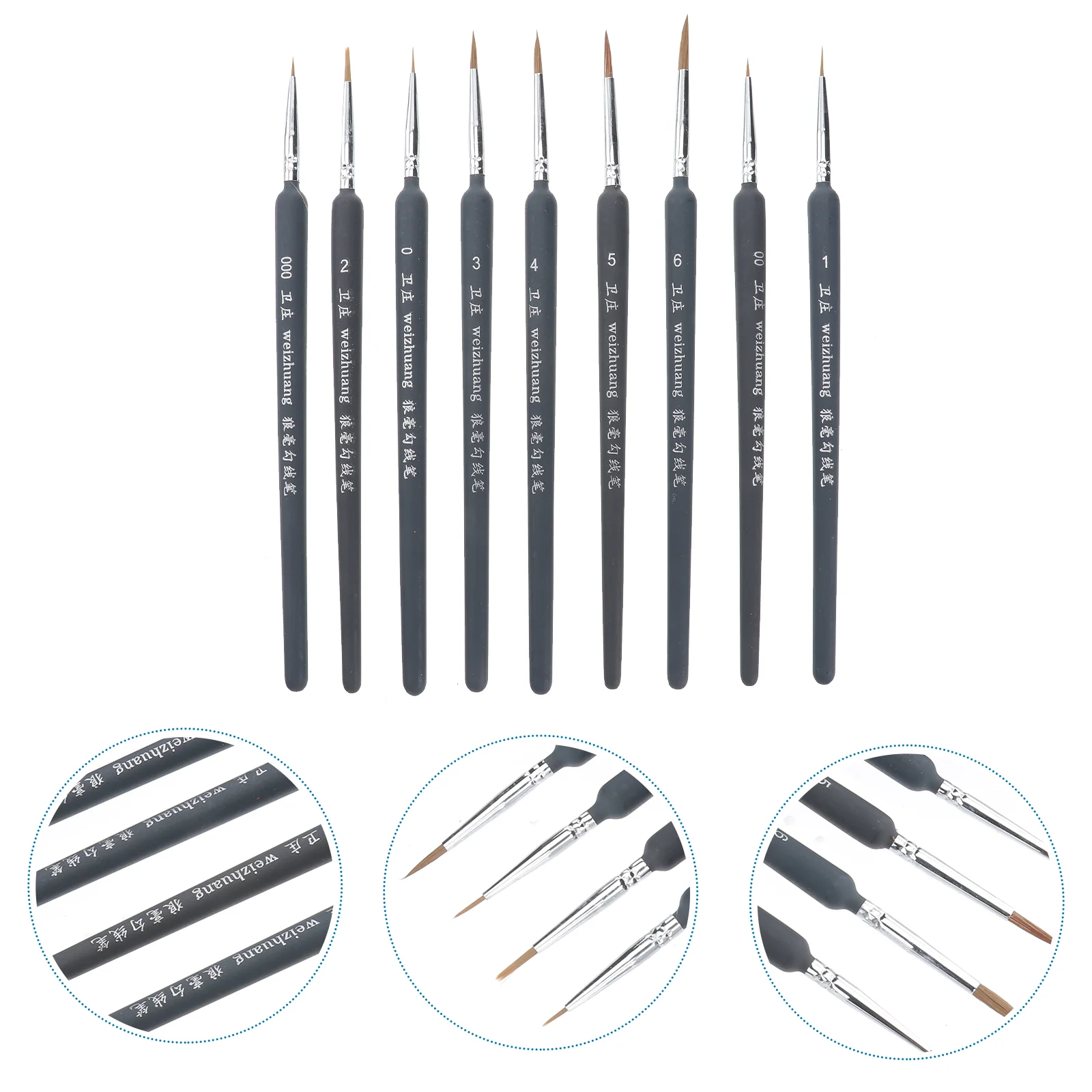 9 Pcs Valehos Nail Brushes Bent Paint Kit for Make Pen Figures Watercolour Detail Mini Child