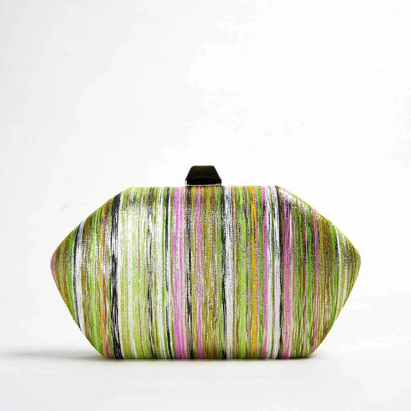 

Golden Silky Color Stripes Evening Bags Women Red/green Irregular Clutch Bags Chic Dinner Party Purses Handbags شنطة كلتش سهرة