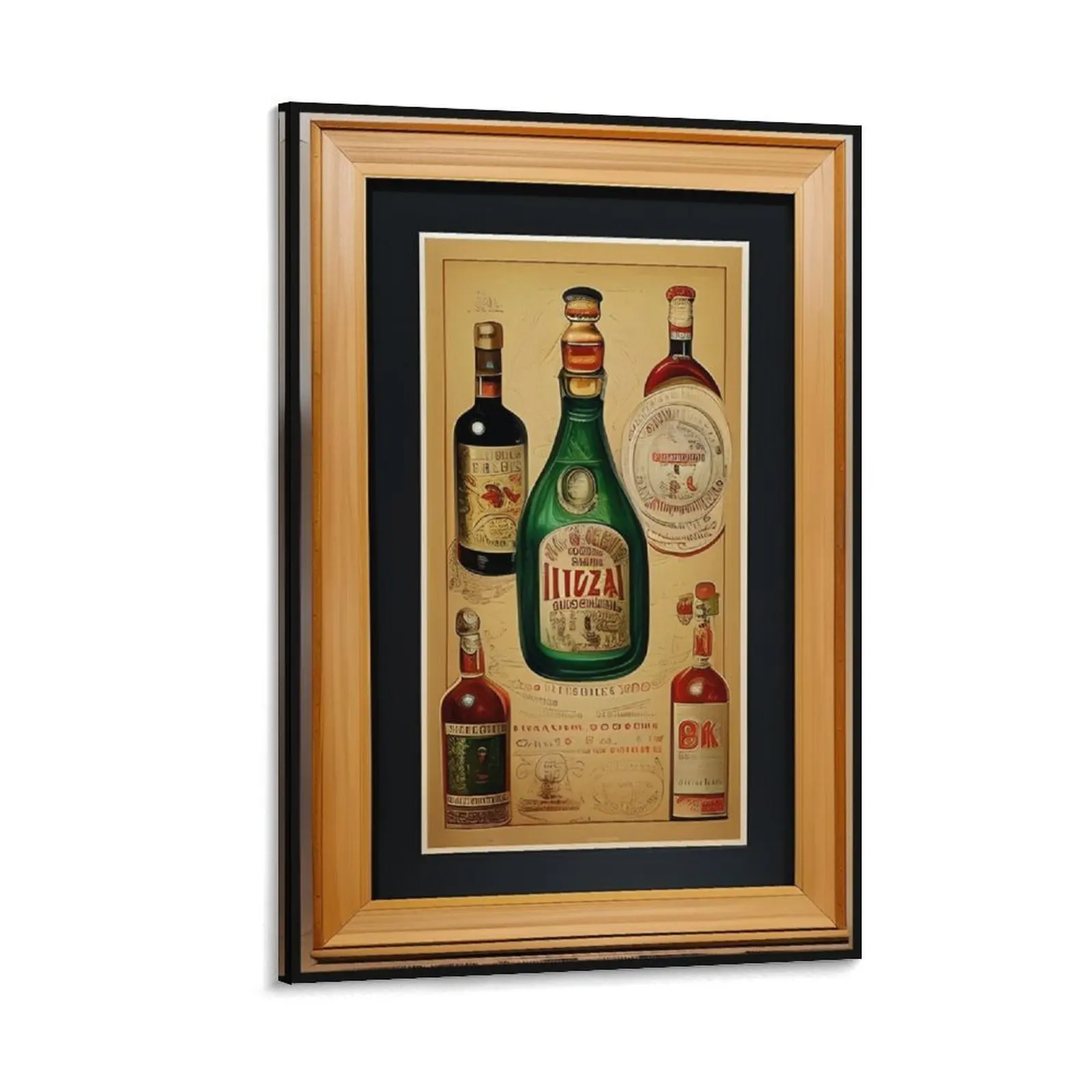 

Vintage Italian Liquor Poster Framed Canvas Painting room decoration Decorative paintings poster mural