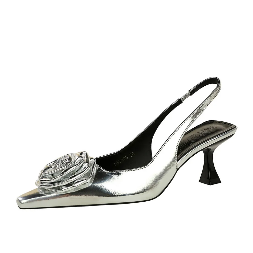 الكورية زهرة الربط حذا فردي للسيدات مربع رئيس الفم الضحلة فارغة مثير عالية الكعب حزام الظهر كأس للنبيذ صنادل سيدات