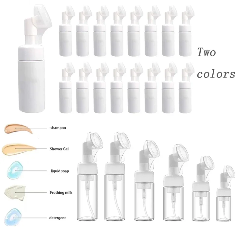 30Pcs 100-250ml Reusable Empty Shampoo Foam Bottles With Soft Silicone Brush Head Plastic Travel Liquid Sample Storage Container