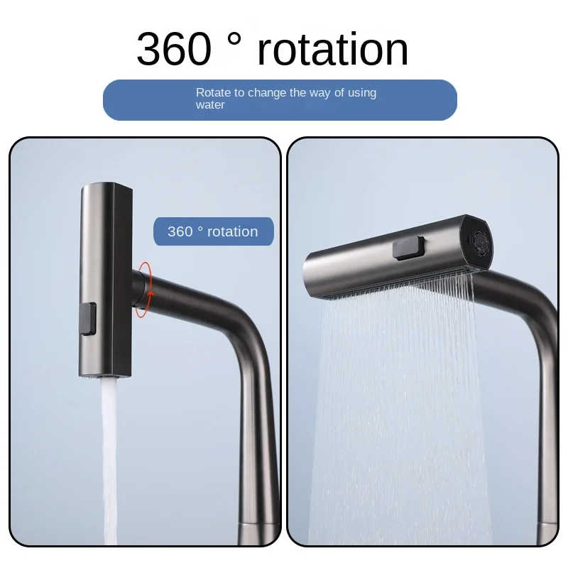 Lavello rotante ed estensibile per uso domestico da cucina, rubinetto con Display digitale, rubinetto multifunzionale a pioggia volante