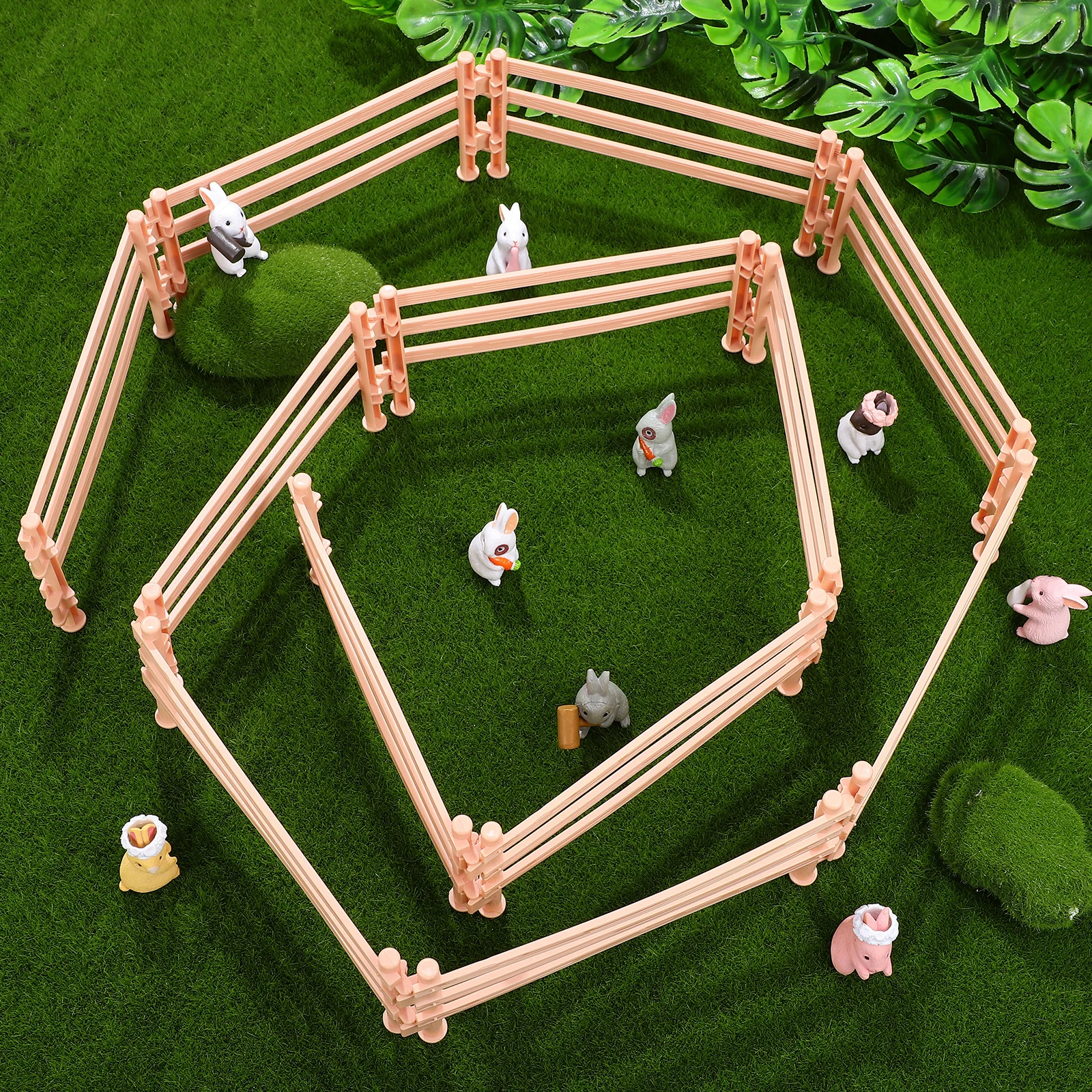 

50 pcs Beige Fences Realistic Farm Animal Corral Playset Buckle Connect Barn Landscape Building Set Handicraft