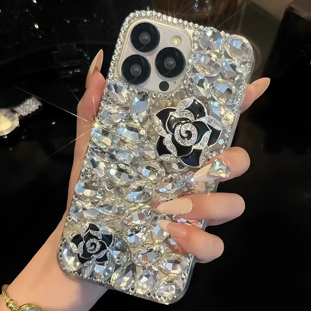 جراب هاتف لهاتف VIVO Y400 Pro Y300 Y200E Y200 Y300 Y300T Y04 Y03 T4 T3X T4X 4G 5G حالات فاخرة ثلاثية الأبعاد حجر الراين بلينغ غطاء مرصع بالجواهر