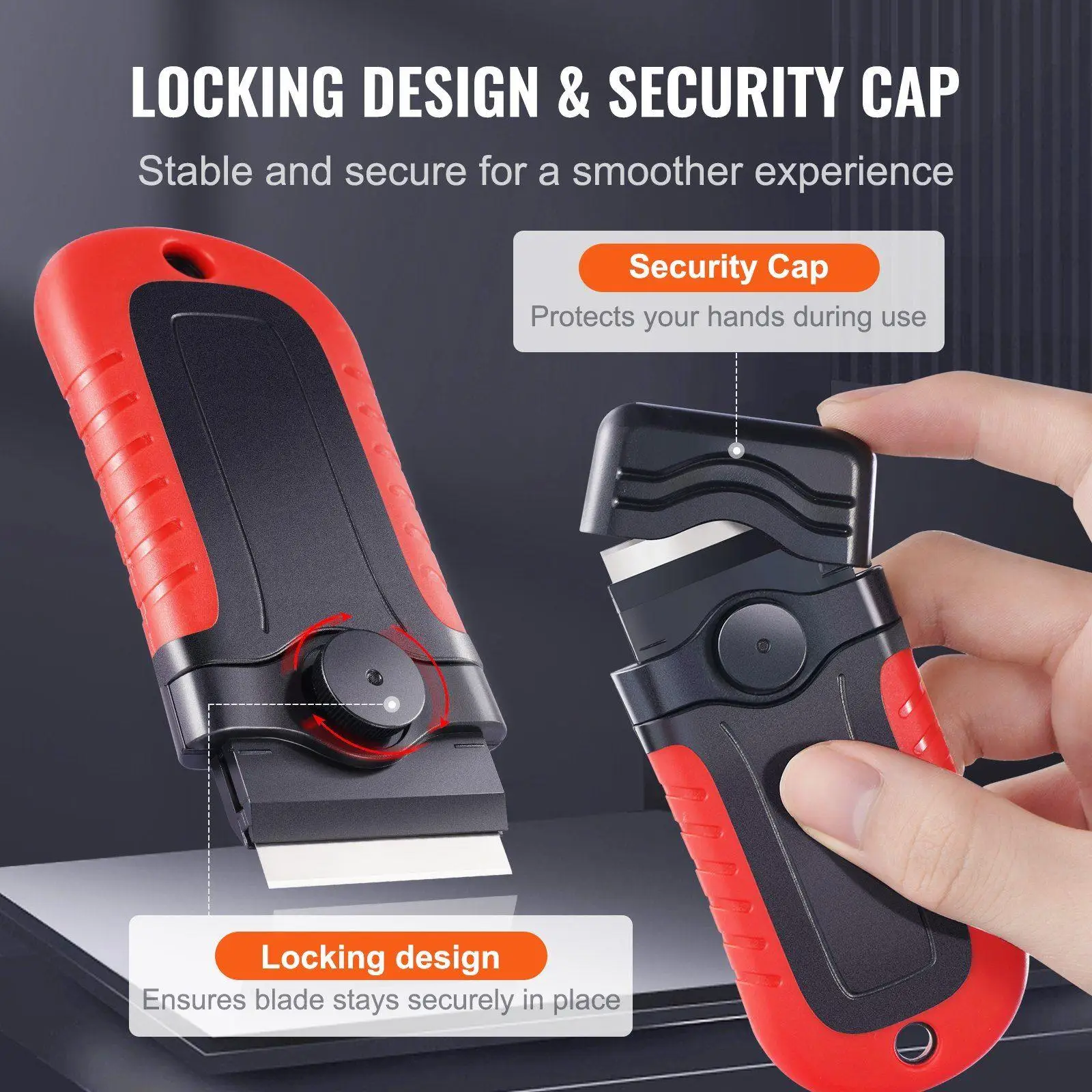 مكشطة قفل مع 15 شفرات HRC60 وشفرة واحدة من بوم، وإطار ABS مقاوم للصدمات ومقبض TPE ذو قبضة ناعمة، وغطاء أمان متضمن #3