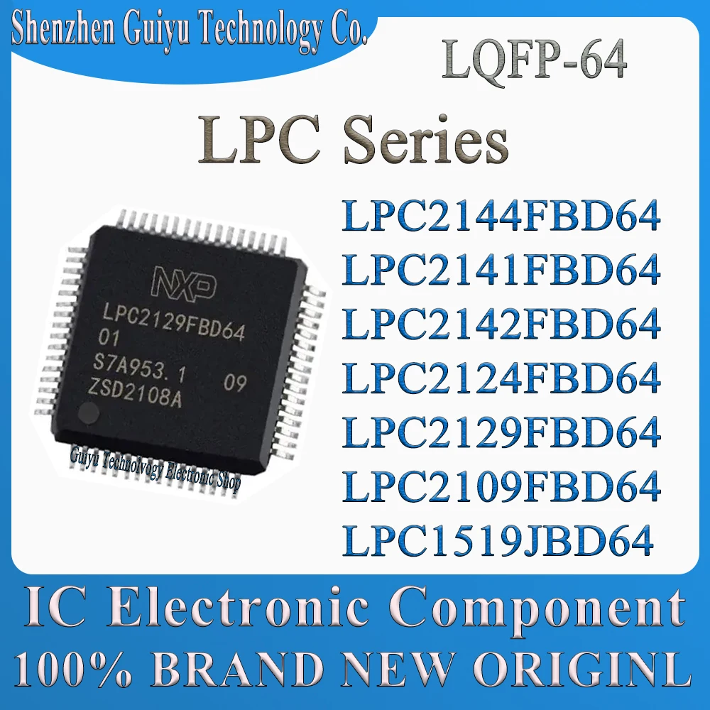 LPC1519JBD64 LPC2109FBD64 LPC2129FBD64 LPC2124FBD64 LPC2142FBD64 LPC2141FBD64 LPC2144FBD64 LPC1519JBD LPC1519 LPC LQFP64 IC Chip