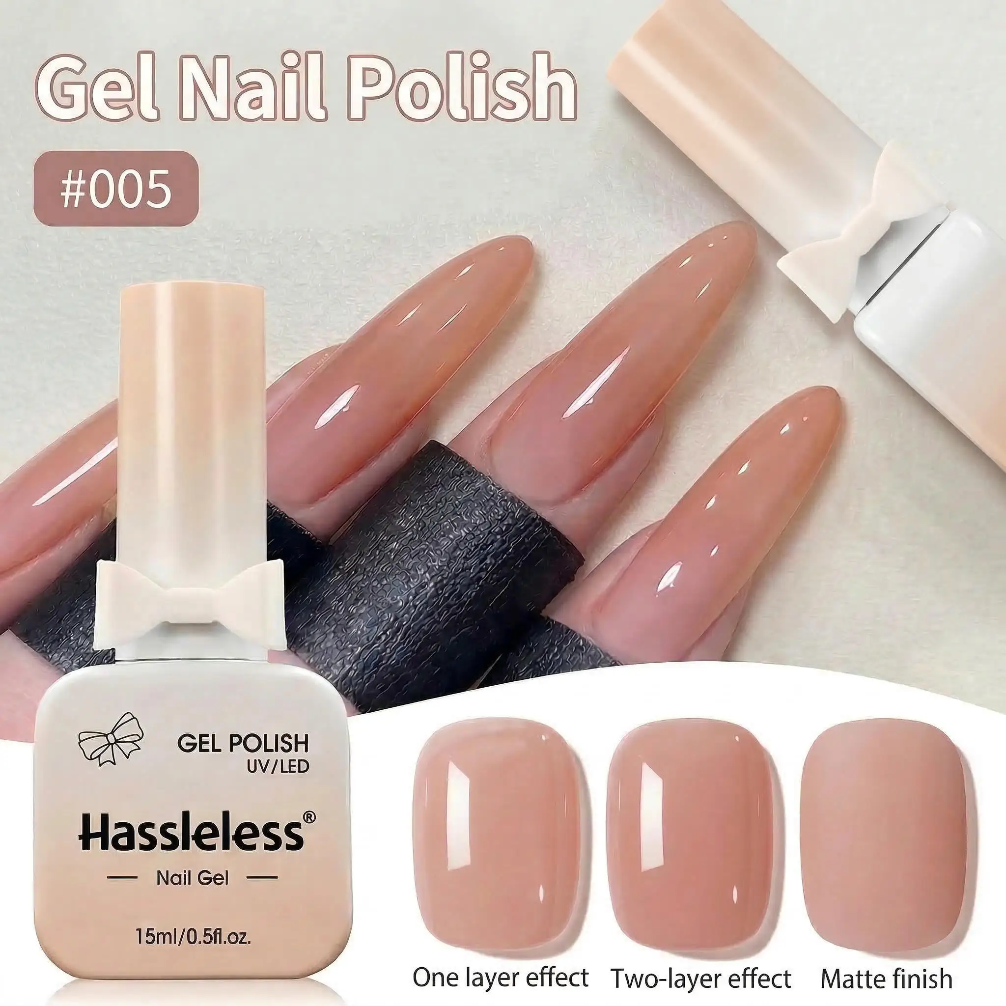 Hassleless 15ML transparent pink gel nail polish long-lasting nail polish gel soaked Led/UV gel nail polish nail salon home fema