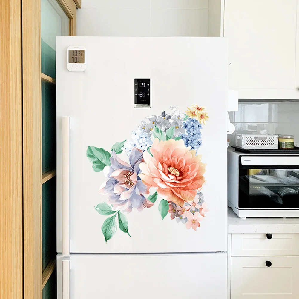 Romantic Flowers Wall Sticker For Bathroom Toilet Seats Fridge Cupboard Decal Children\'s Room Decoration Decorative Stickers