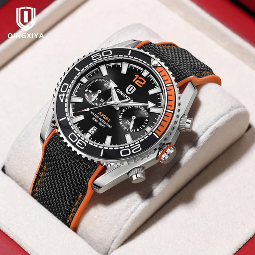 Imagen 1 del producto QINGXIYA, reloj de cuarzo con correa de silicona a la moda para hombre, relojes cronógrafo deportivos, calendario resistente al agua, reloj de pulsera de lujo de marca superior