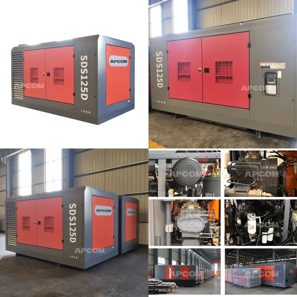 30bar 1300cfm 36m3/min Mining air Compressor 1300 Cfm Engine Screw air Compressor for Water Well Drilling Rig