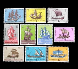 10Pcs/Set New San Marino Post Stamp 1963 Ancient Sailboat Stamps MNH