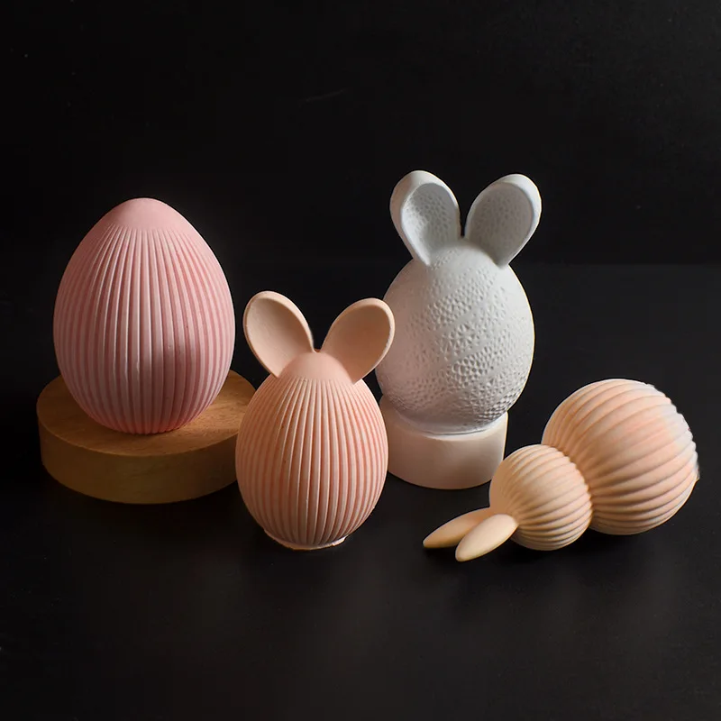 Easter Candle Mold Twin-Ball Silicone Candle Mold Rabbit Plaster Ornament Mold Silicone For Easter Decor Home Decoration Holiday