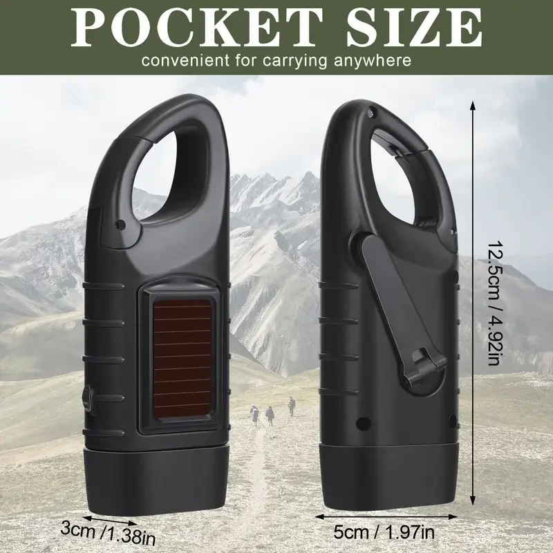 Solar Hand Crank Powered LED Flashlight Emergency Light Camping Tent Torch for Outdoor Hiking Survival Gear Portable