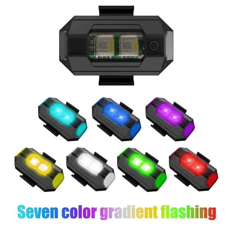 Universal Car Motorcycle LED Anti-collision Warning Light Mini Signal Light Drone Strobe Light 7 Colors Turn Signal Indicator