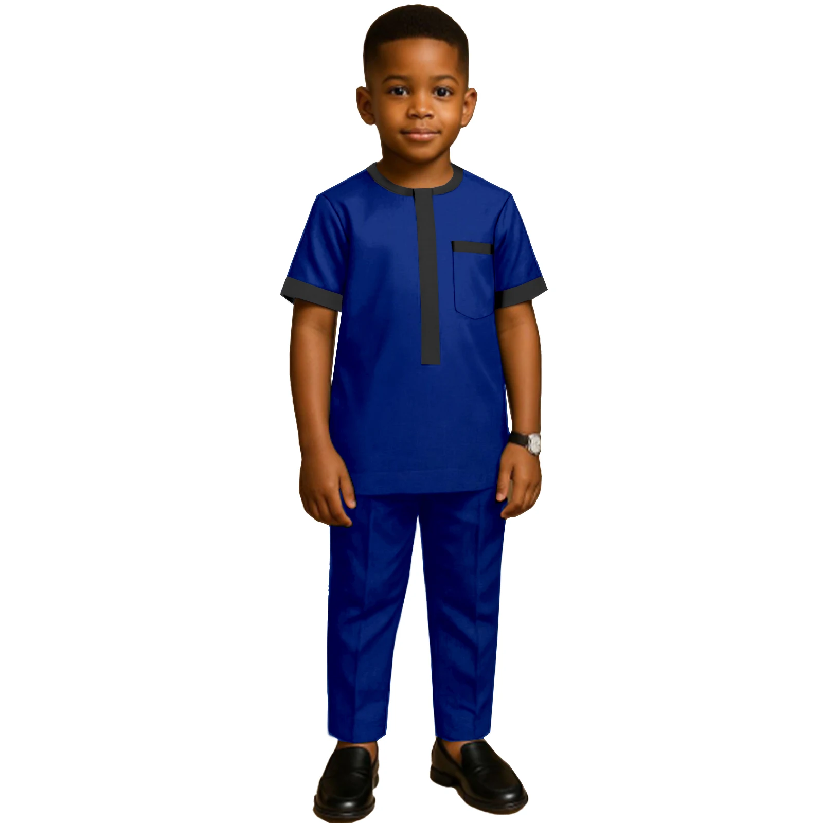 

SEA&ALP African Attire For Boys Short Sleeve Shirt and Pants 2 Piece Set Kid Dashiki Clothes