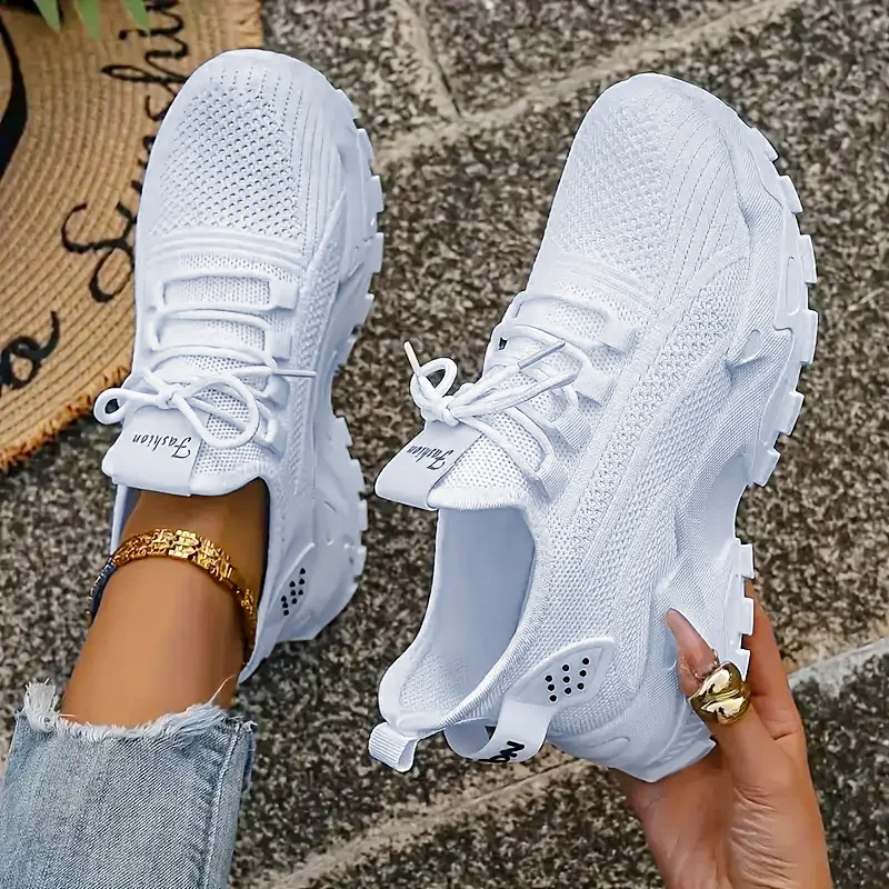 Zapatos deportivos de talla grande para mujer, zapatillas ligeras sin cordones, malla transpirable, versión mejorada, zapatos cómodos con punta redonda