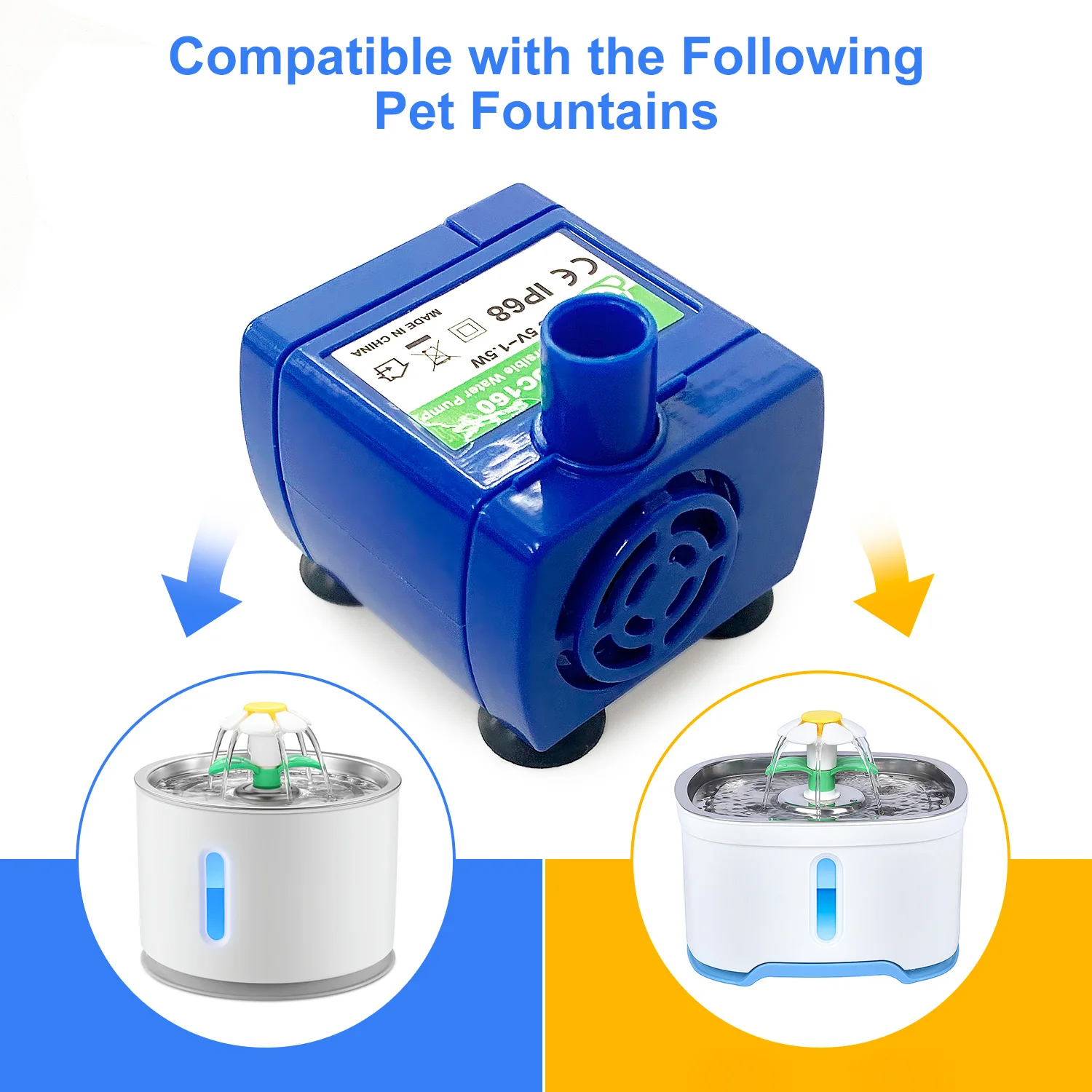 Bomba dispensadora de agua para gatos, bomba dispensadora de agua para mascotas, bomba de repuesto USB, motor sumergible, dispensador de agua para mascotas de acero inoxidable