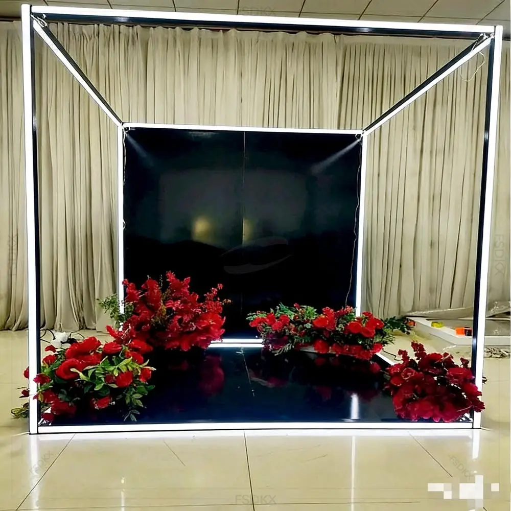 

New Style Wedding Photo Stand Phone LED Light Metal Backdrop Magazine Photo Booth