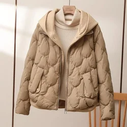 2024 New Winter Jacket Women Warm Parkas Female Fake Two-piece Long Sleeve Casual Cotton Padded Jacket Hooded Outwear Ladies