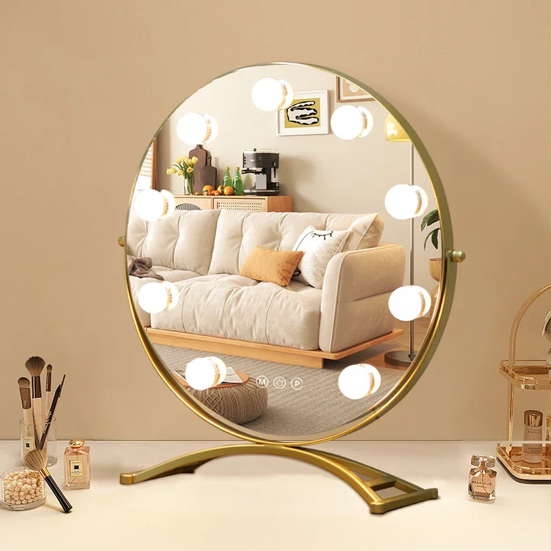 

-Профессиональный туалетный столик для макияжа для девочек Coiffeuse Avec Miroir, зеркало с подсветкой, светодиодная вращающаяся лампа для макияжа с динамиком