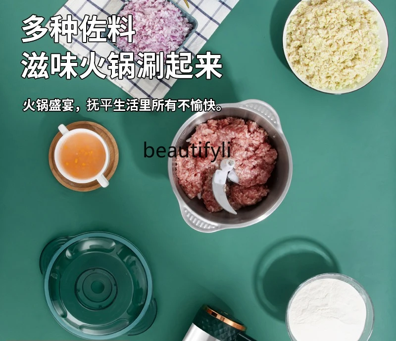 Tritacarne elettrico domestico di grande capacità, tritacarne per aglio in acciaio inossidabile, macchina da cucina