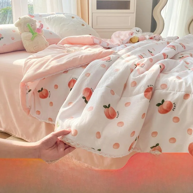 Washable Cotton Summer Quilt Set Four-Piece Student Dormitory Cooling Quilt Home Use Air Conditioner Quilt Group Purchase
