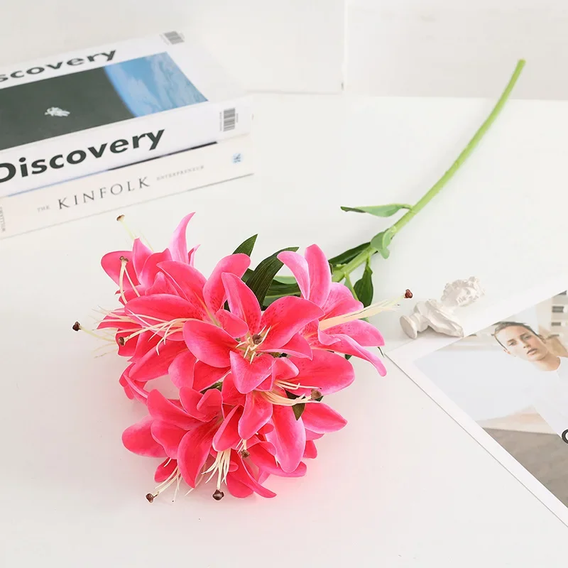 قطعة واحدة من باقة زهور الحرير الاصطناعي - تصميم مبتكر على شكل قلب زنبق مزيف لديكور غرفة المعيشة الطازجة هدية مثالية للأصدقاء #6