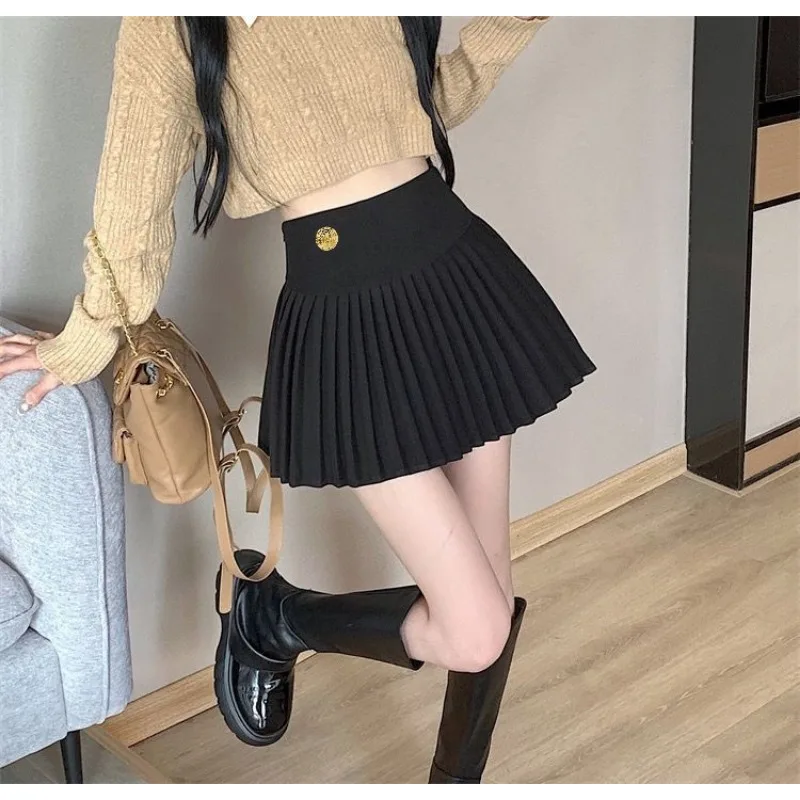 Preppy Style Elegant Vintage Pleated Skirt Women Sexy High Waist A-line Patchwork Skirt Korean Fashion Cute Casual Mini Skirts