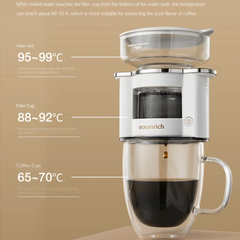 Oshinrich-cafetera de goteo automática S2, máquina de café portátil Americana para el hogar, pequeña, perforadora manual para una persona, novedad de 2023