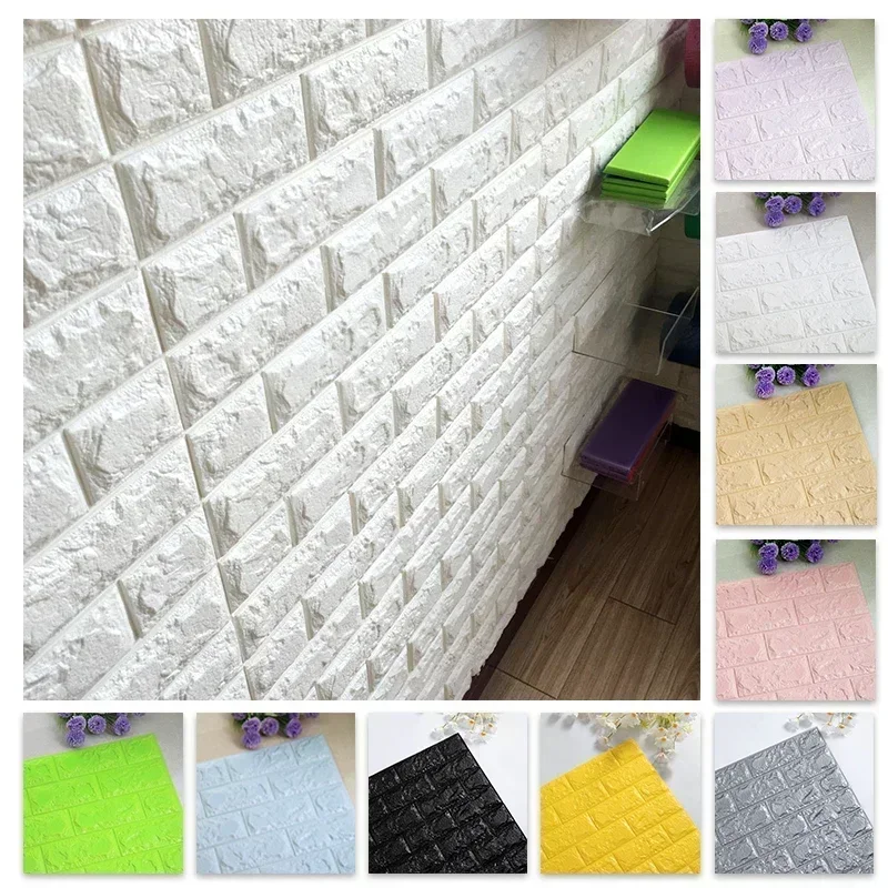 3D Wall Stickers Imitation Brick Bedroom Decor Waterproof Self-adhesive Wallpaper Panel for Home Living Room Kitchen TV Backdrop