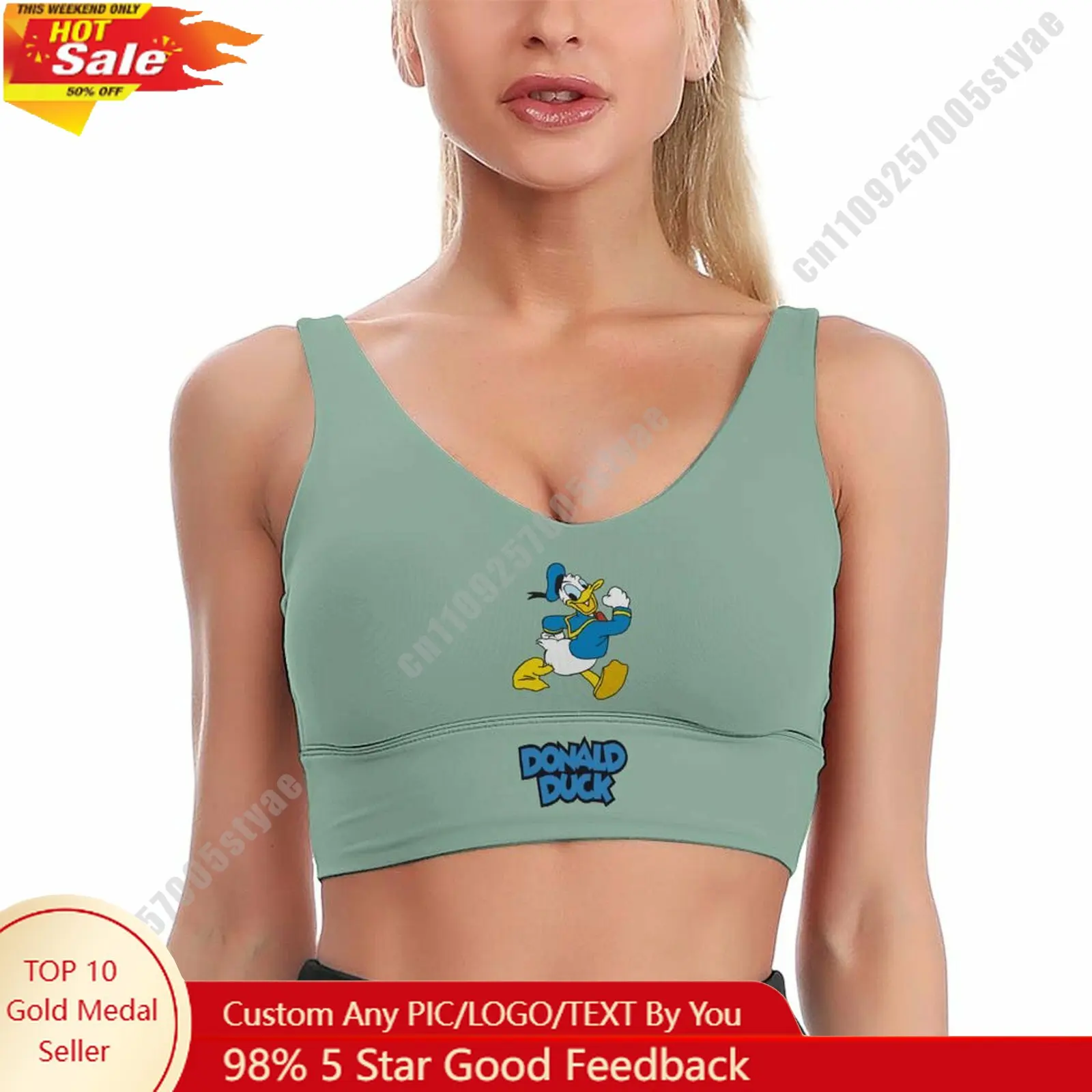 

Donald Duck Sports Bra Disney Character Custom Breathable Underwear Running Fitness Push Up Bra Fresh Fashionable Gifts